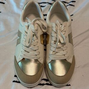 Gold and White Women's Sneakers